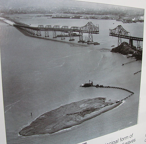 baybridge-and-ti-under-construction-east_5169 Photo of photo in Treasure Island museum, original Bay Bridge under construction.