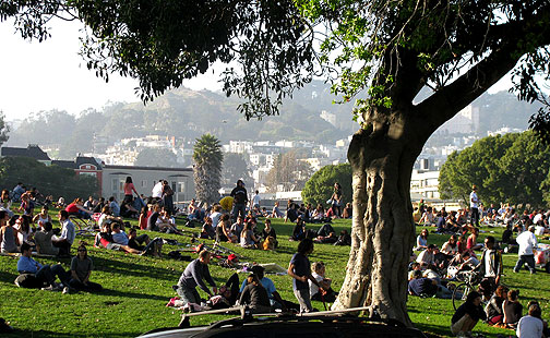 dolores-park-north_6205 Dolores Park, January 17 09, wintery light, summery air, just north of 19th Street.