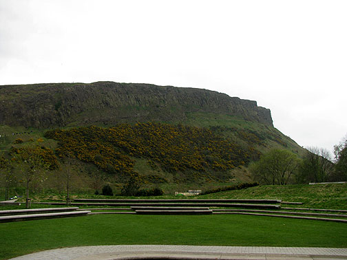 arthurs-seat_8835 Arthur's Seat, a quite tall upthrusting rock formation with a long path skirting below the top.