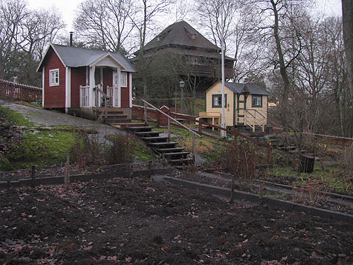 allotment-huts-in-skansen_3361 In Skansen museum, these are allotment huts, aka community gardens with small shacks, one from WWI era and the other from the 1940s.