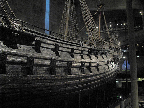 vasa_3403 The Vasa Museum is a great experience, and the Vasa is a fantastic modern lesson! A massive warship built by the Swedish crown in 1628, it sailed few thousand meters on its maiden voyage and was blown over in a squall and sank. The most feared warship of its time was a lemon! It laid buried for 333 years until it was found and brought up in a 4 year effort in the early 1960s, a real archeological tour-de-force. Now it's on display in a dedicated museum and it's absolutely stunning. Frighteningly huge, the nuclear-powered aircraft carrier of its day.