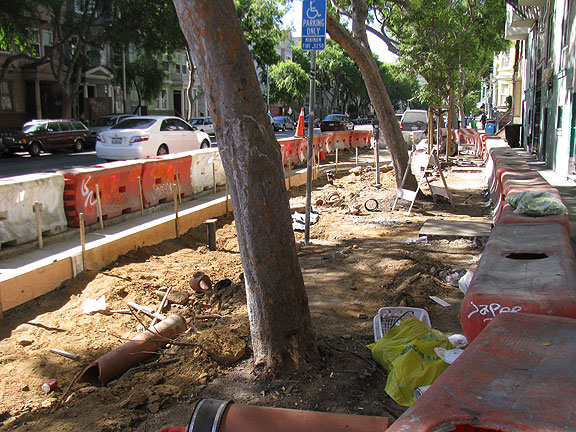 When I saw the corner near my house opened up like this it made me wistful for the possibility of a linear farm along Folsom Street... why not keep digging and then plant an orchard?