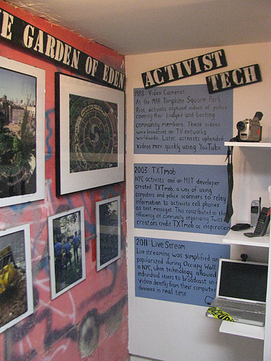 The "Activist Tech" corner.... shoulda mentioned the founding of Indymedia at the WTO protests in 1999 in Seattle!