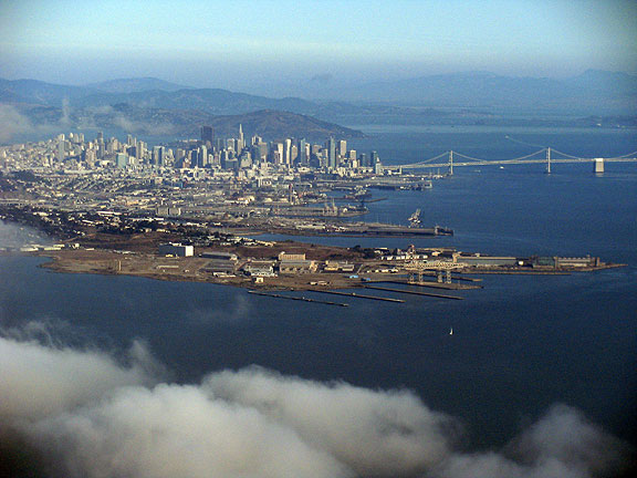 Taking off in the fog and suddenly there was the city!