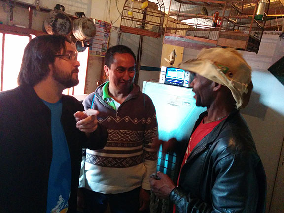 (l to r) Rodolfo, our host and guide, Carlos Marroquin from Guatemala's Bicimaquinas project, and Chocolate, community leader in Nova Primaveira.