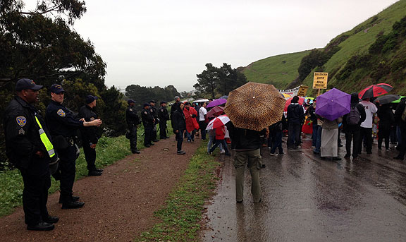 SF Police surround Alex Nieto memorial on Bernal Heights--outrageous effort to intimidate the mourners!