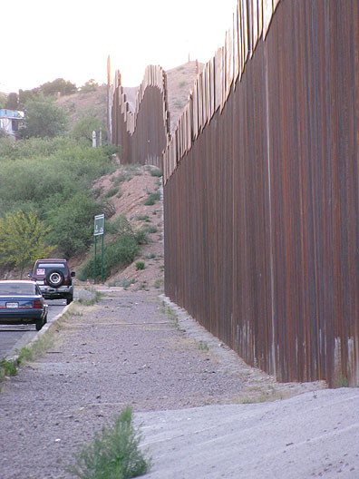 The border between the U.S. and Mexico in Nogales, Arizona (and Nogales, Sonora on the other side).