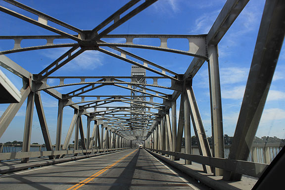 What it's like on the Madera Bridge... reading about all the thousands of old bridges around the country in need of rehabilitation, I wonder how many of them are in the Delta?