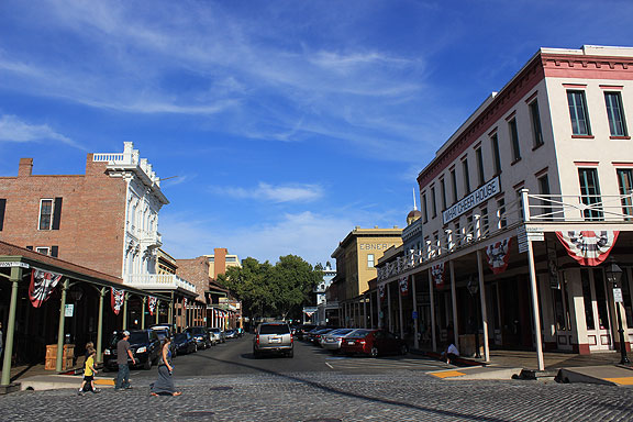 I had never bothered to visit Old Sacramento before, and though it's a bit like Fisherman's Wharf, I appreciated the small park where they showed the original level of the town, 9-12 feet below where the City Council mandated every property owner must raise his building to in 1865 (a couple of years after the worst floods in California history left Sacramento under 20 feet of water for weeks).