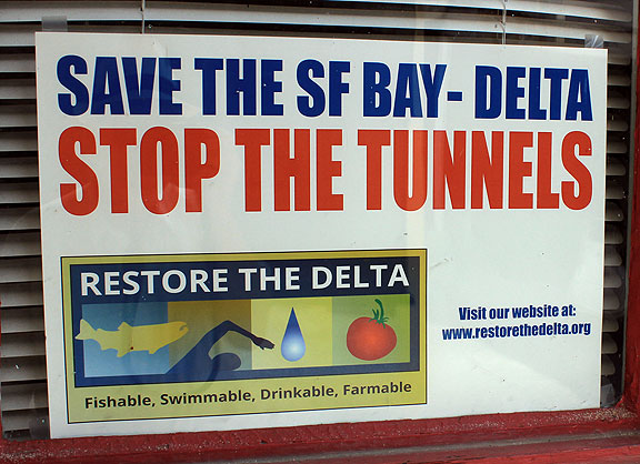After the successful defeat of the Peripheral Canal in the early 1980s, agribusiness interests and southern California real estate interests have been working tirelessly to figure out another way to get fresh water from the north to the south. The Detla Tunnels are their latest scheme, with the enthusiastic support of Gov. Jerry Brown (ugh).