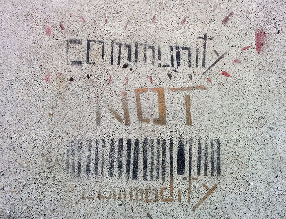 Graffiti on the ground in the City.