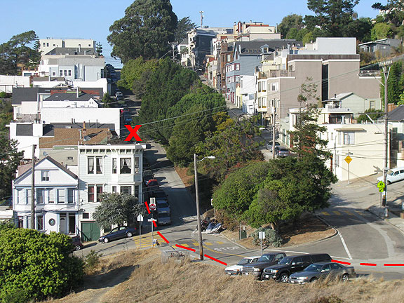 "X" marks the spot where I was held up at gunpoint on Friday, November 14 at 1:45 pm.