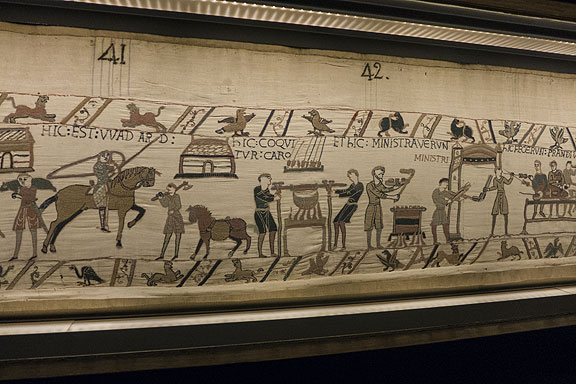 Going along the lengthy tapestry, which tells the story of the conflict between King Harold and William the Bastard (later the Conqueror), we were glad for the audio guide that explained it section by section.