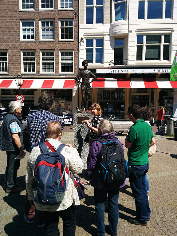 Here we are actually on the tour at the little statue where it all started for the Provos, with the "anti-smoking magician" staging midnight events here in 1965.