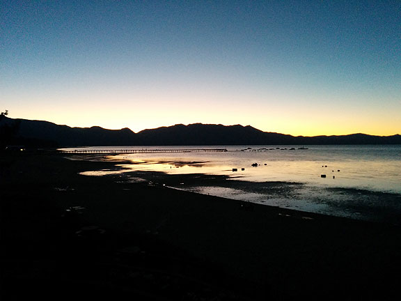 Same view from a balcony at our hotel, at sunset that night.