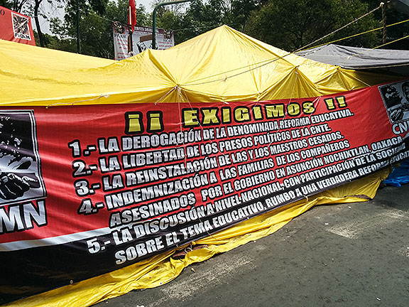 The demands are everywhere... release the teachers jailed during protests, halt the reforms, etc.