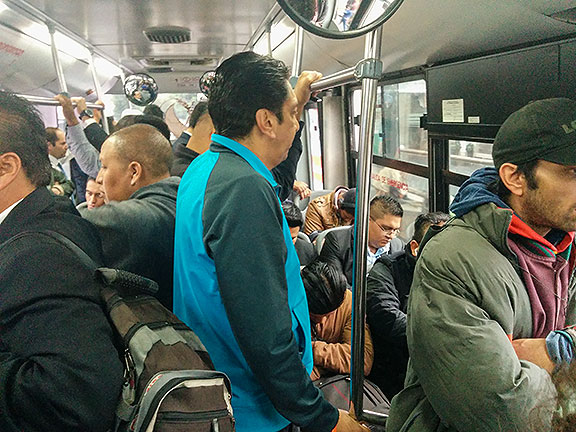 Everyday we take the Metrobus to UNAM, about a 35 minute ride... always jammed!