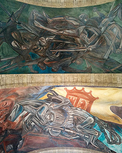 Ceiling frescoes at Las Cabañas by Jose Clemente Orozco in Guadalajara.