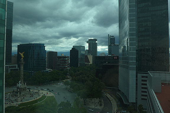Hilariously I got to stay in the Sheraton near the Angel de la Independencia for some time... constant amazing views of the stormy evening clouds and the crazy mix of quinceanaras and political protests at the monument.