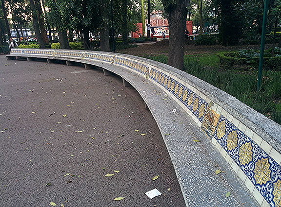 This tiled park bench in Parque Venados caught my eye.